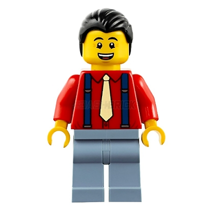 LEGO Minifigure - "Uncle Qiao", Red Shirt, Tie, Slick Hair [CITY]