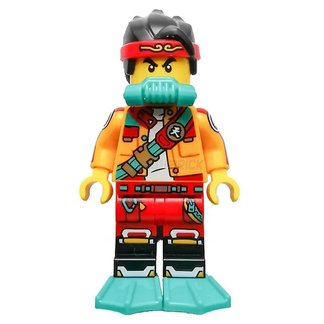 LEGO Minifigure - Monkie Kid, Open Jacket, Shoulder Strap, Scuba Breathing Regulator and Flippers [MONKIE KID]