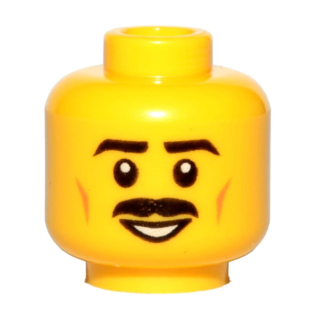 LEGO Minifigure Part - Head, Thick Moustache, Cheek Lines, Smile [3626pb2054] 6211710