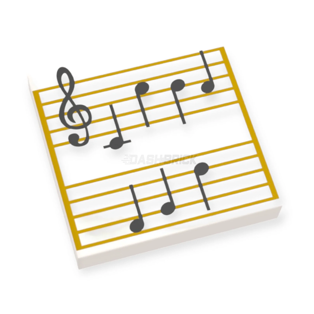 LEGO Minifigure Accessory - Sheet Music, Black Treble Clef, Notes on Gold Staves [3068bpb1291]
