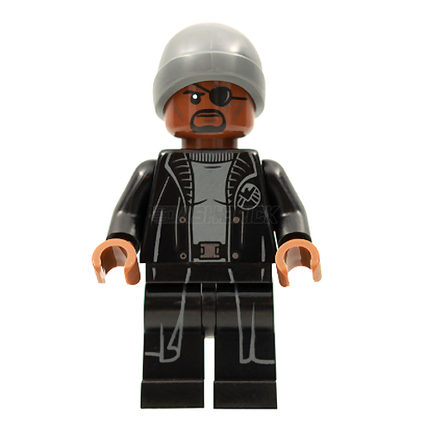 LEGO Minifigure - Nick Fury - Dark Bluish Gray Beanie (2021) [MARVEL]