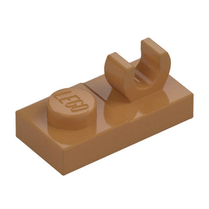 LEGO Plate, Modified 1 x 2 with Open O Clip on Top, Medium Nougat [44861] 6347304
