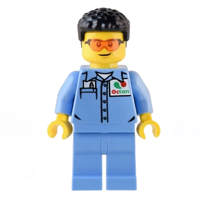 LEGO Minifigure - Male, Mechanic, Medium Blue Shirt with Octan Logo, Safety Glasses (2023) [CITY]