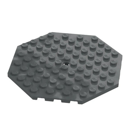 LEGO Plate, Modified 10 x 10 Octagonal with Hole, Dark Grey [89523]