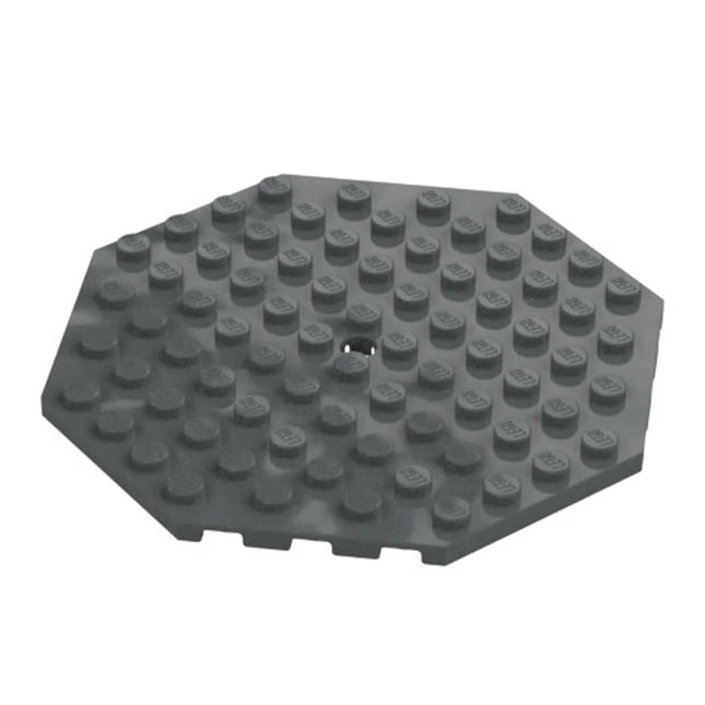 LEGO Plate, Modified 10 x 10 Octagonal with Hole, Dark Grey [89523]