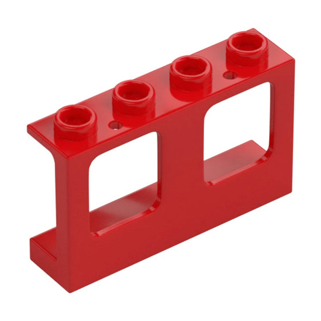 LEGO Window 1 x 4 x 2 Plane, Single Top Hole and Single Bottom Hole for Glass, Red [61345] 6251885