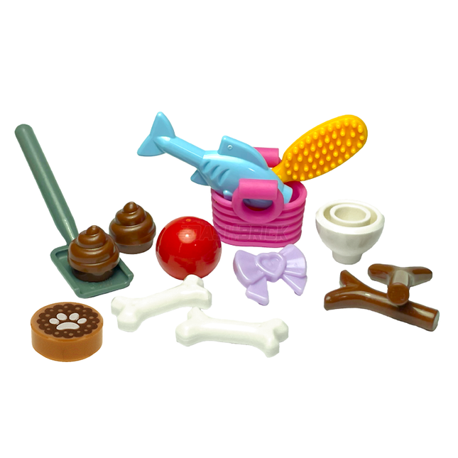 LEGO "Pet Starter Pack" Ball, Basket, Bone, Brush, Stick, Bowl, Ribbon [MiniMOC]