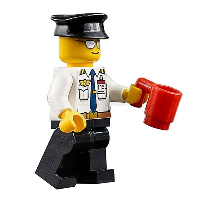 LEGO Minifigure - Male, Airport Pilot, White Shirt with Dark Blue Tie, Belt and ID Badge (2016) [CITY]