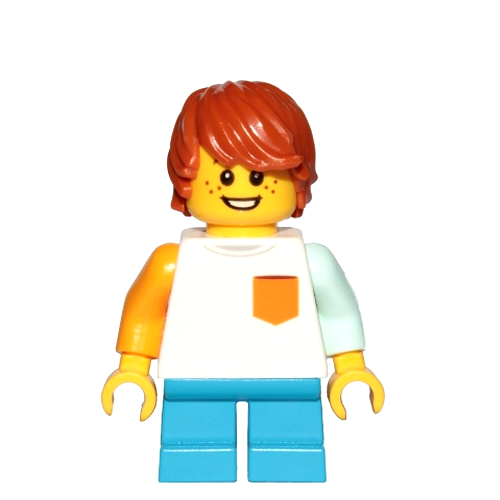 LEGO Minifigure - Child - Boy, Freckles, White Shirt, Hair Tousled with Side Part [CITY]