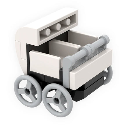 LEGO "Baby Bassinet Double Pram" - Buggy/Pushchair for Twins, Black/White [MiniMOC]