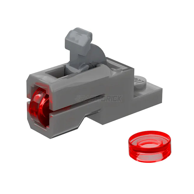 LEGO Minifigure Accessory - Projectile Launcher, Mini Blaster, Firing 1 x 1 Tiles, Trans-Red [MiniMOC]