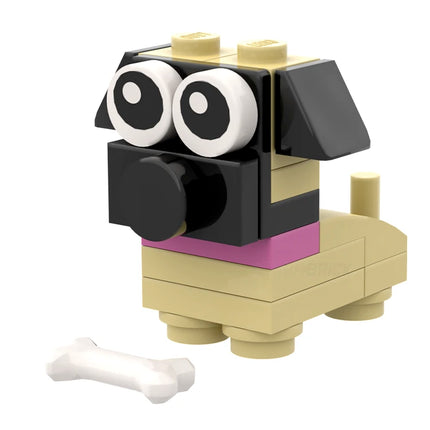 LEGO "Brick Puppy - Winston" Tan with Dark Pink Collar [MiniMOC]