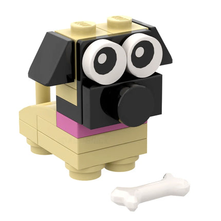 LEGO "Brick Puppy - Winston" Tan with Dark Pink Collar [MiniMOC]