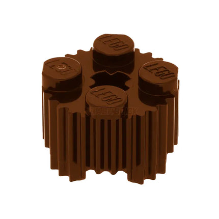 LEGO Brick, Round 2 x 2 with Axle Hole and Grille / Fluted Profile, Reddish Brown [92947] 6036503