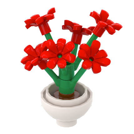 LEGO "Red Flower Pot" - Bouquet of Bright Flowers [MiniMOC]