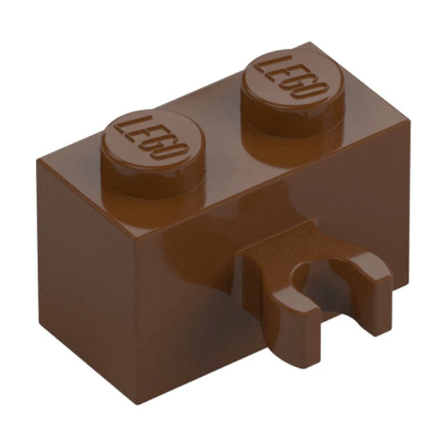 LEGO Brick, Modified 1 x 2, Open O Clip Thick (Vertical Grip), Reddish Brown [30237b] 6330202