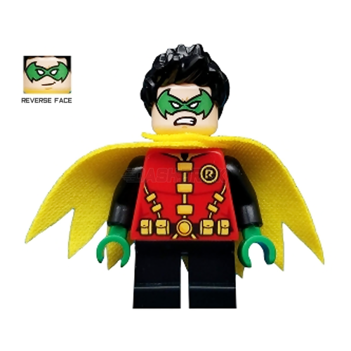 LEGO Minifigure - Robin - Green Mask and Hands, Black Short Legs, Yellow Scalloped Cape (2019) [DC Comics]