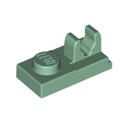 LEGO Plate, Modified 1 x 2, Clip on Top, Sand Green [92280]