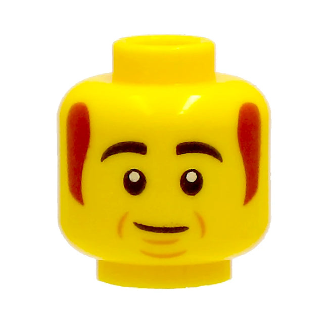 LEGO Minifigure Part - Head, Eyebrows, Reddish Brown Sideburns, Cheek Lines, Chin Dimple, Grin [3626pb2733] 6329640