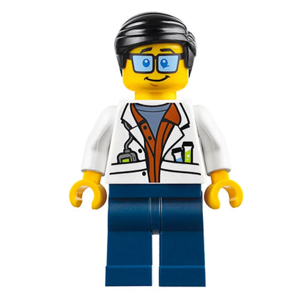 LEGO Minifigure - Male, Scientist, White Lab Coat, Black Smooth Hair (2017) [CITY]