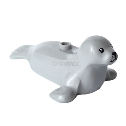 LEGO Minifigure Animal - Seal, Stud, Black Eyes, Nose, Mouth, Whisker, Light Grey [3380pb01] (Copy)