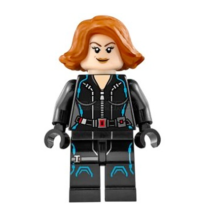 LEGO Minifigure - Black Widow, Black Jumpsuit, Dark Orange Short Hair (2015) [MARVEL]