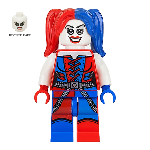LEGO Minifigure - Harley Quinn, Blue and Red, Pigtails (2016 Edition) [DC COMICS]