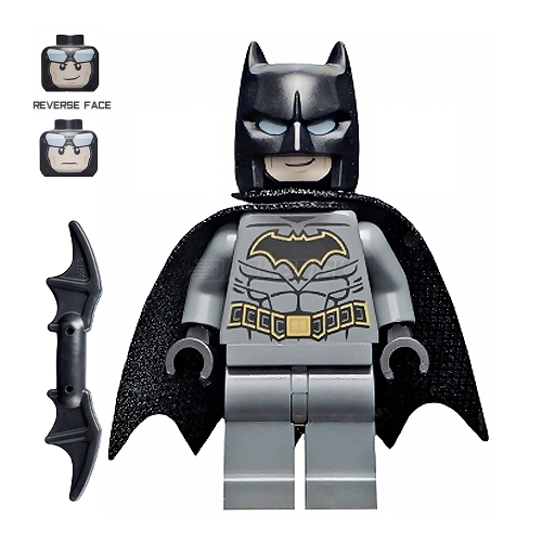 LEGO Minifigure - Batman, Dark Gray Suit, Gold Outline Belt, Cape (2020) [DC COMICS]