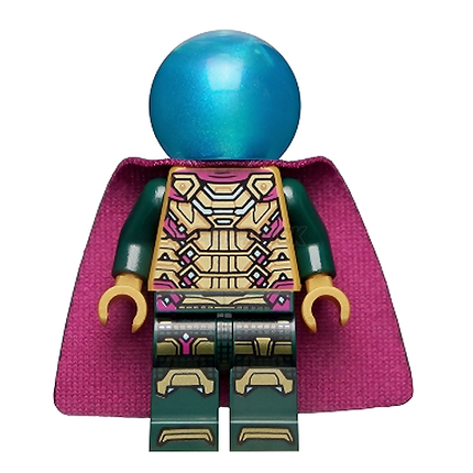 LEGO Minifigure - Mysterio, Magenta Trim, Blue Helmet, Single Hole Cape [MARVEL]