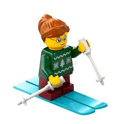 LEGO Minifigure - Child - Girl, Skier, Holiday Sweater, Glasses [CITY]