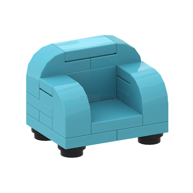 LEGO "Comfortable Lounge Chair" - Small Armchair, Medium Azure [MiniMOC]