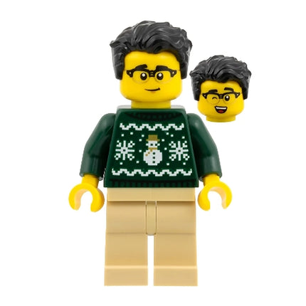 LEGO Minifigure - Male, Dark Green Holiday Sweater, Glasses, Camera (2025) [Limited Edition]