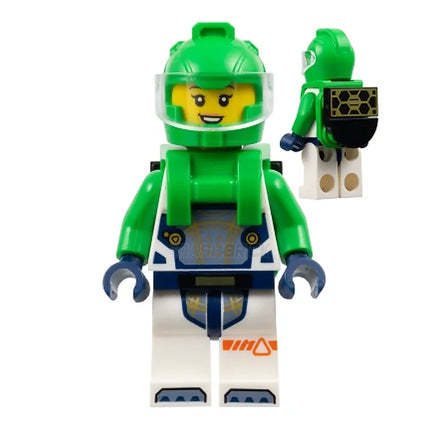 LEGO Minifigure - Astronaut - Female, White Spacesuit, Bright Green, Solar Panel [SPACE]