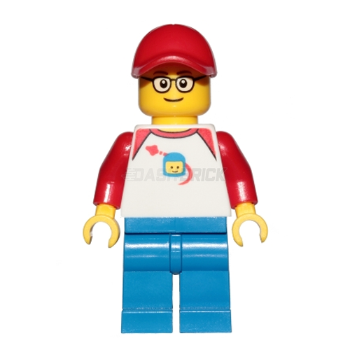 LEGO Minifigure - Classic Space Shirt Guy, Blue Legs, Red Cap [CITY]