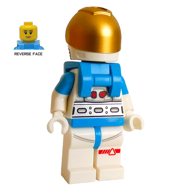 LEGO Minifigure - Lunar Research Astronaut - Female, White and Dark Azure Suit, Metallic Gold Visor [CITY]