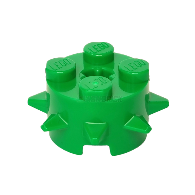 LEGO Brick, Round 2 x 2 with Spikes and Axle Hole, Green [27266] 6299948