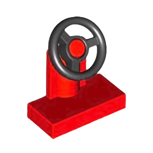 LEGO Vehicle, Steering Stand 1 x 2, Black Steering Wheel, Red [3829c01] 9552