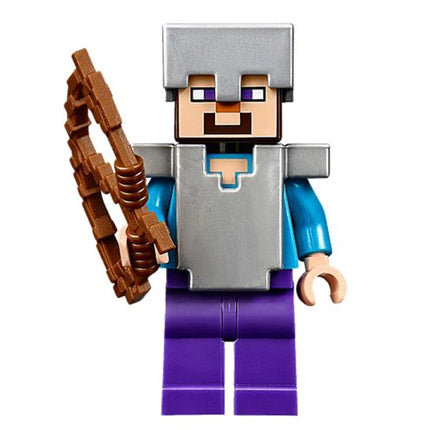 LEGO Minifigure - Steve (Light Nougat) - Dark Purple Legs, Flat Silver Helmet and Armor (2014) [MINECRAFT]