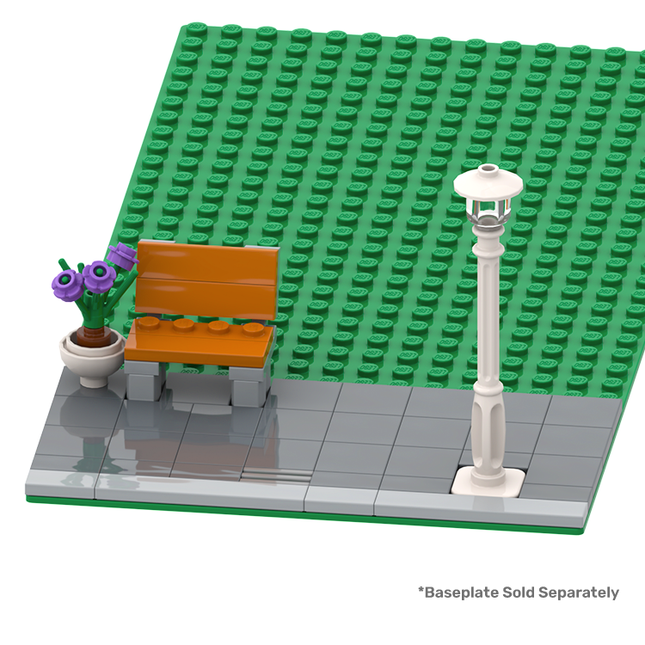 LEGO Modular Street, City Street with Lamp Post, Bench Seat, Grate (for 8 x 16) [MiniMOC]
