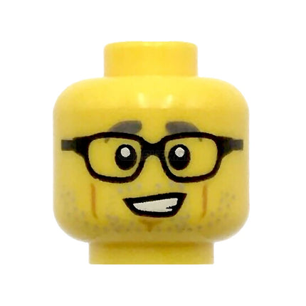 LEGO Minifigure Part - Head, Gray Eyebrows, Stubble, Chin Dimple, Black Glasses [3626pb2534] 6288015