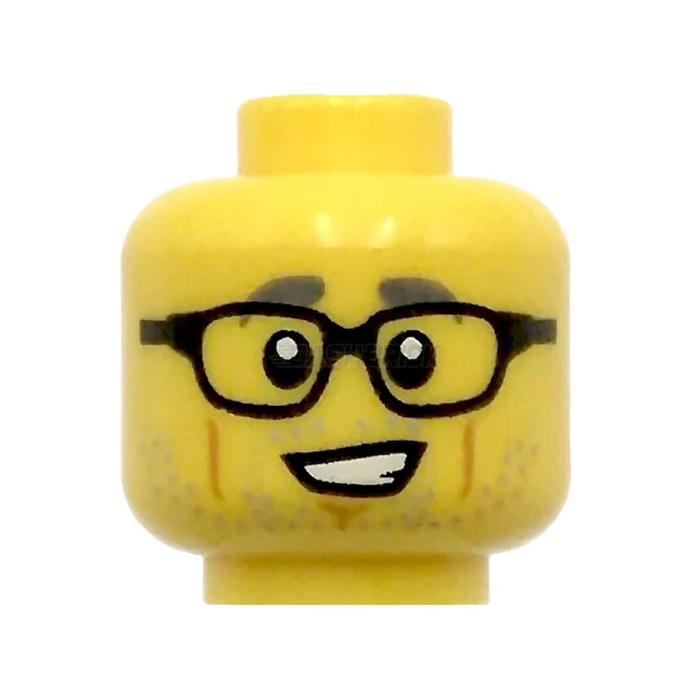 LEGO Minifigure Part - Head, Gray Eyebrows, Stubble, Chin Dimple, Black Glasses [3626pb2534] 6288015