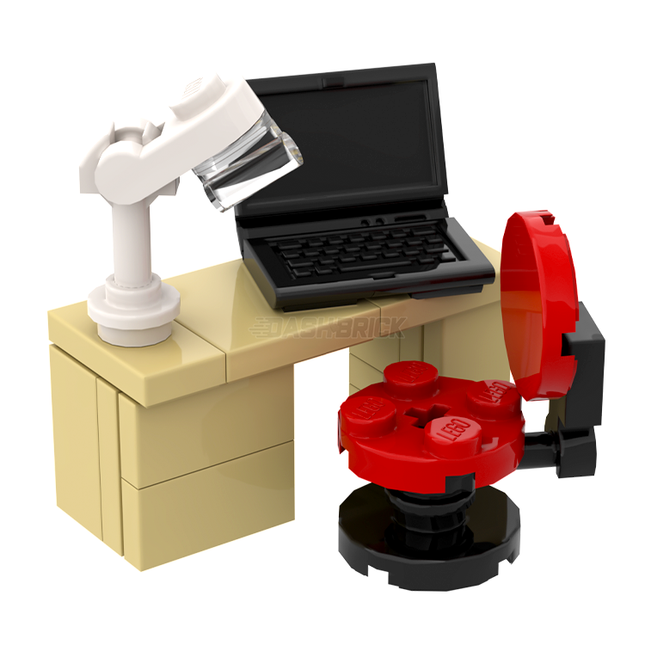 LEGO "Study Desk" - Modern Student Desk, Swivel Chair, Lamp [MiniMOC]