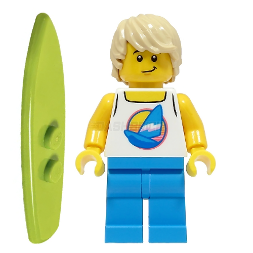 LEGO Minifigure - Male, Beach Tourist, Surfer, Tan Hair [CITY]