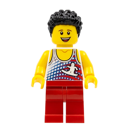 LEGO Minifigure - Male, Surfer, Tank Top with Surfer Silhouette, Red Legs [CITY]