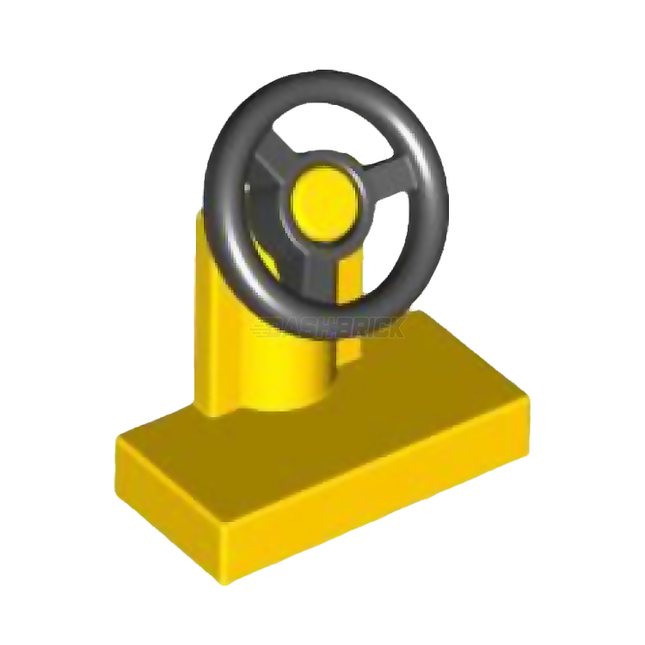 LEGO Vehicle, Steering Stand 1 x 2, Black Steering Wheel, Yellow [3829c01] 9553