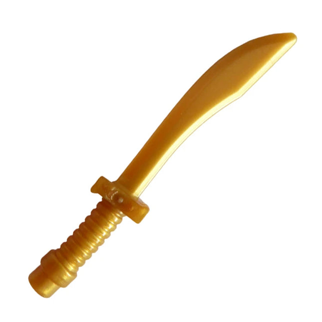 LEGO Minifigure Accessory - Weapon Sword, Saber / Dao Curved Blade and Hilt with Bar End, Pearl Gold [25111] 6245239