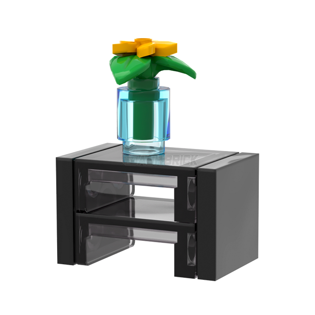 LEGO "Glass Coffee Table" - Small, Flower & Vase, Black [MiniMOC]