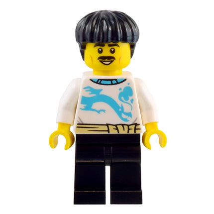 LEGO Minifigure - Male, Dragon Print, Black Hair, Moustache [NINJAGO]