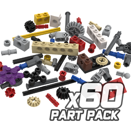 LEGO "Technic Pack" Gears, Axles, Connectors, Pins, Bricks, Plates [60 Part Pack] Assorted Colours, Sizes & Variations