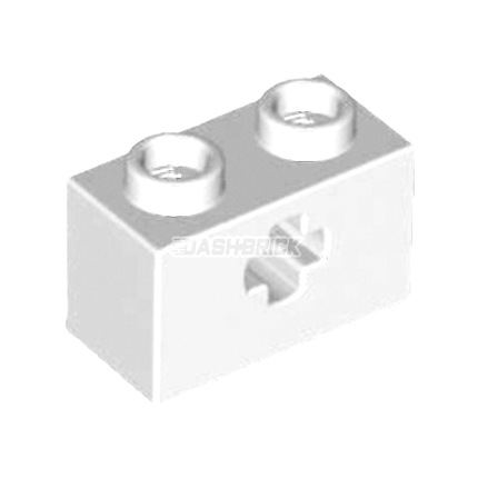LEGO Technic, Brick 1 x 2 with Axle Hole, White [32064]